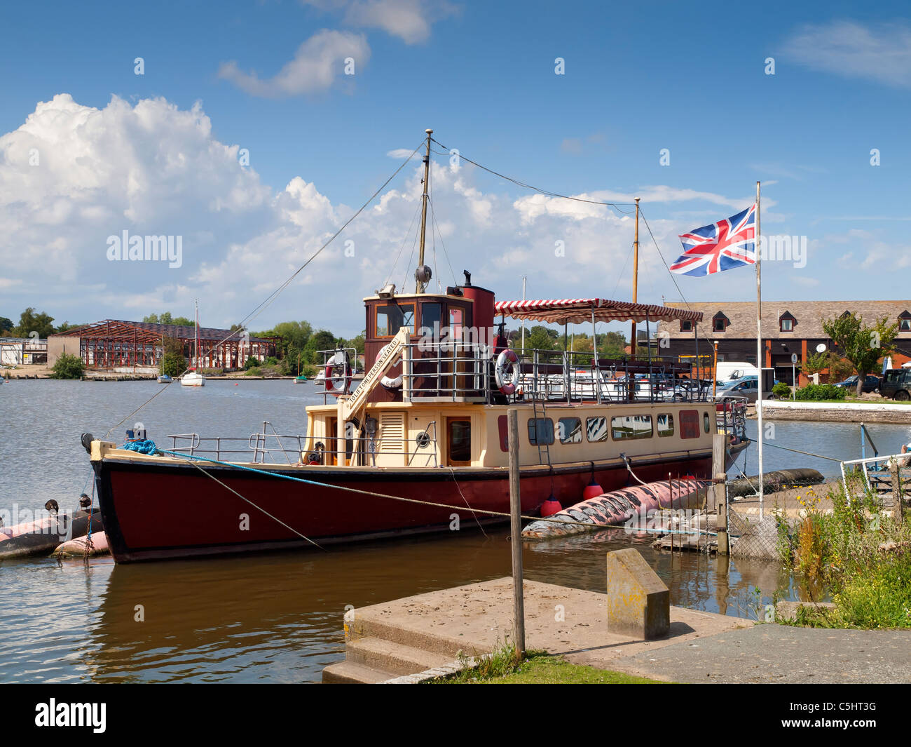 Pleasure boat Southern Belle for trippers on Oulton Broad River Waveney Suffolk Stock Photo