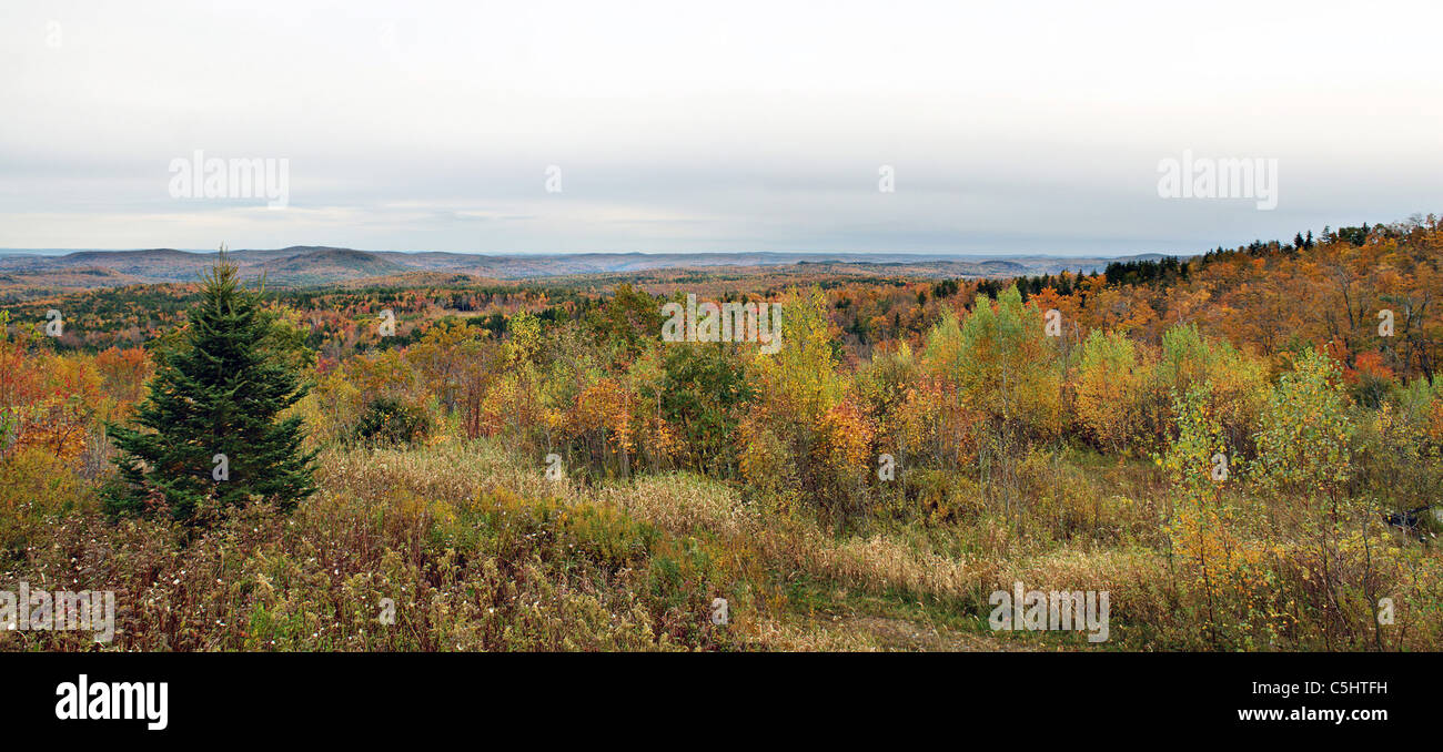 A panoramic view of Vermont during peak fall foliage. Stock Photo