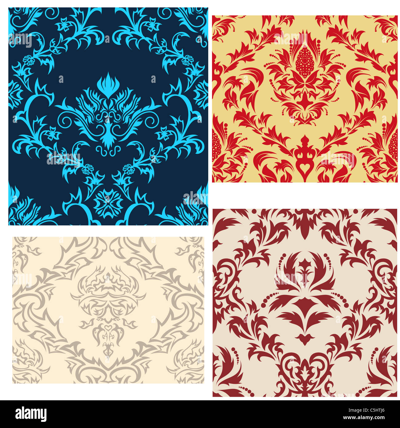 Damask seamless vector patterns set Stock Photo - Alamy