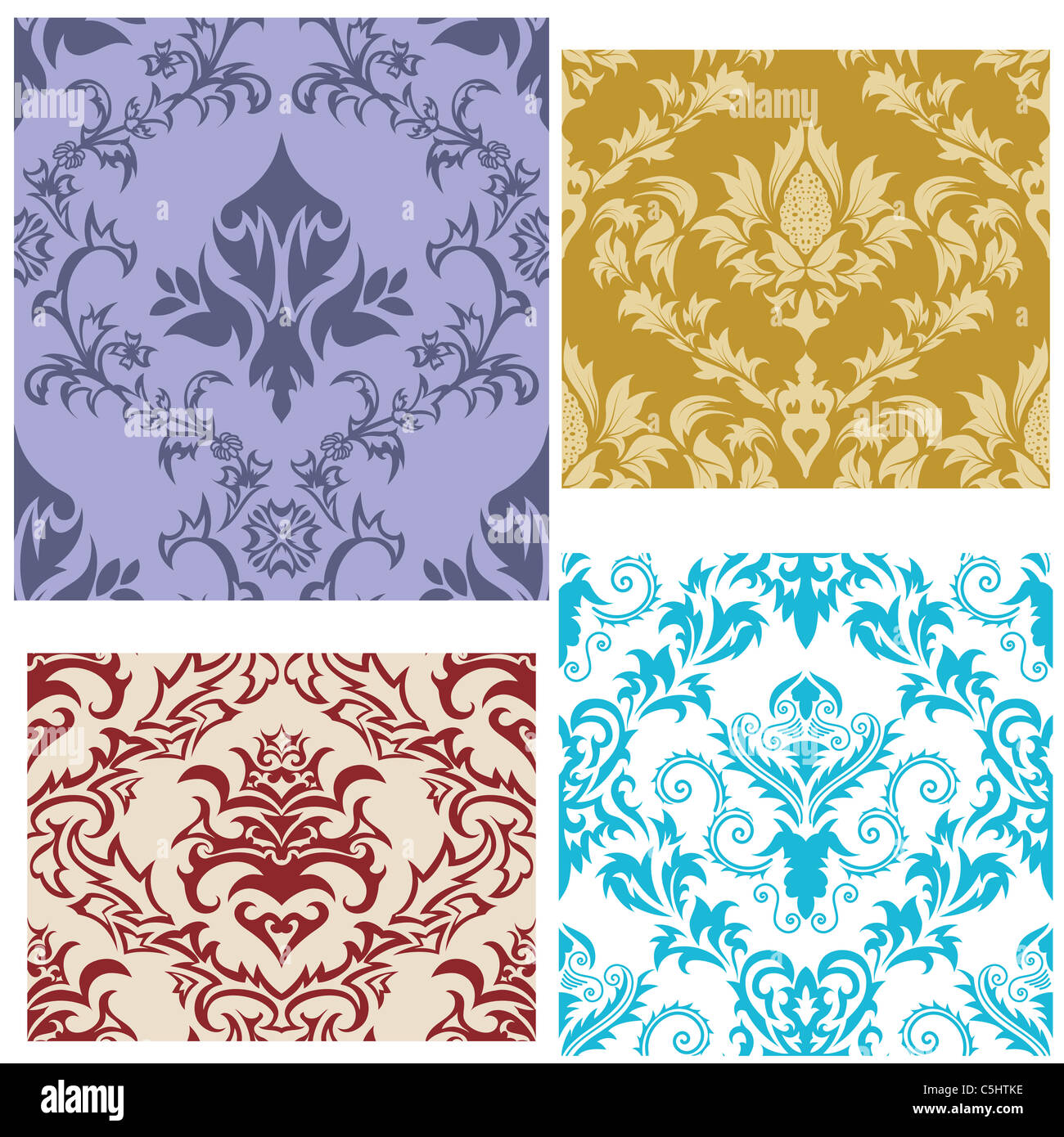 Damask seamless vector patterns set Stock Photo - Alamy
