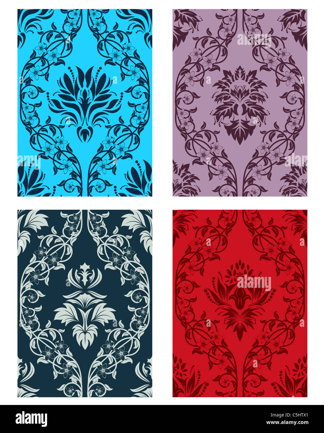 Damask seamless vector patterns set Stock Photo Alamy