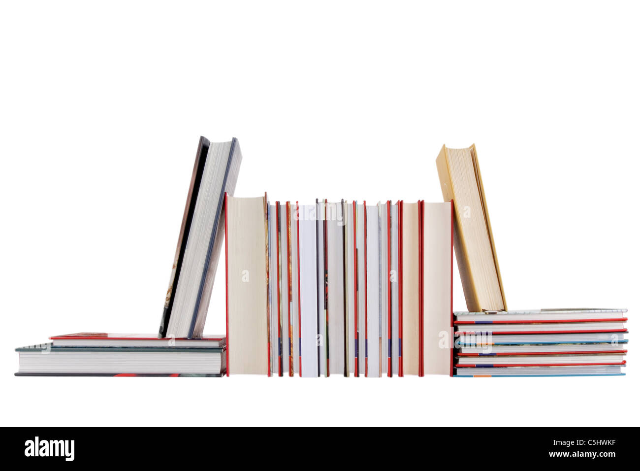 front view of books on white background Stock Photo