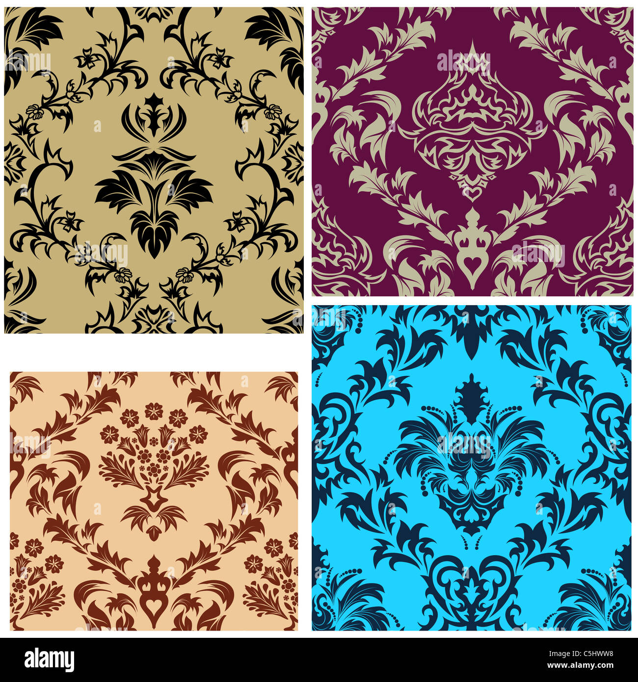 Vector Pattern Sets Damask seamless vector patterns set Stock Photo - Alamy