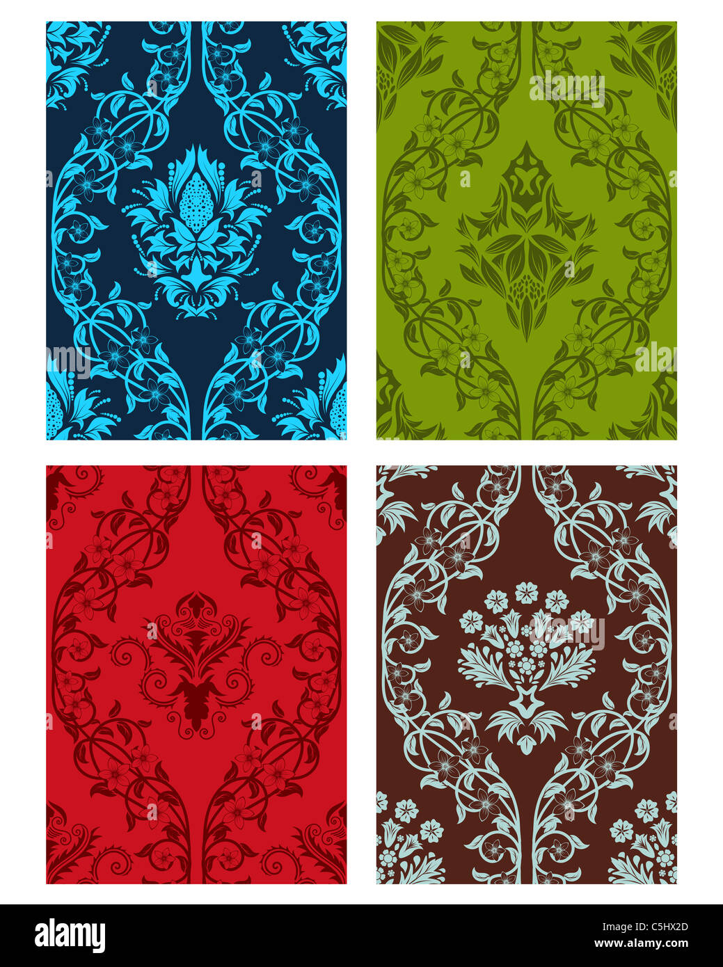 Damask seamless vector patterns set Stock Photo Alamy