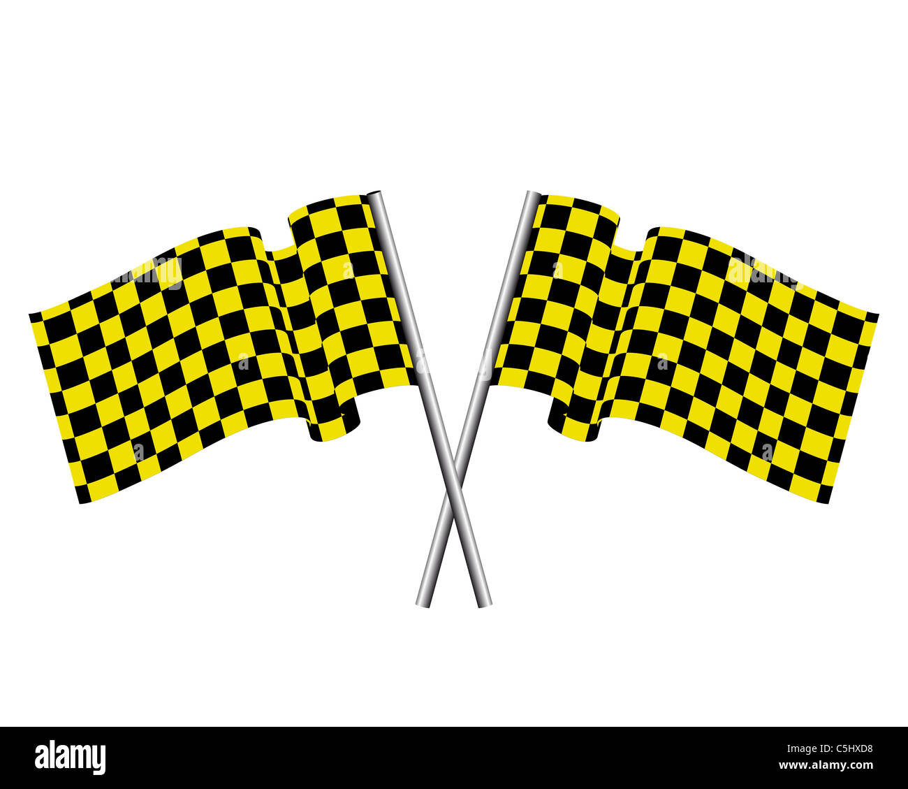 Yellow and black checked racing flag. Vector illustration Stock Photo