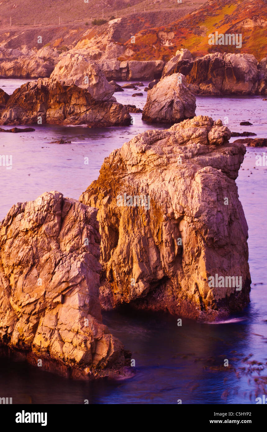 Sea stacks and rocky coastline at Soberanes Point, Garrapata State Park ...