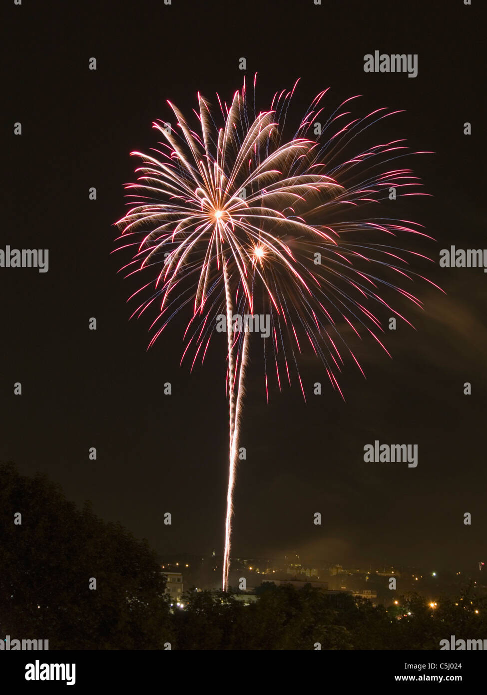 July 4th fireworks as seen in Providence, Rhode Island Stock Photo Alamy