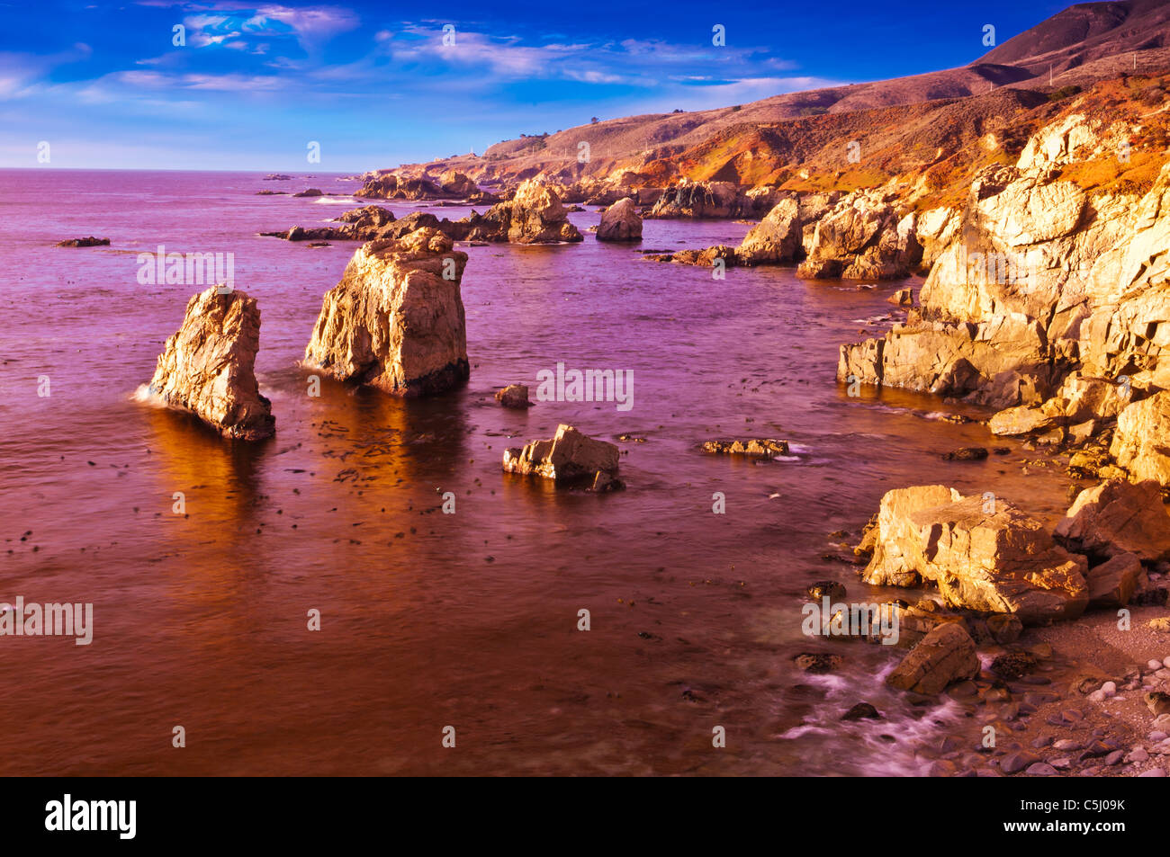 Sea stacks and rocky coastline at Soberanes Point, Garrapata State Park ...