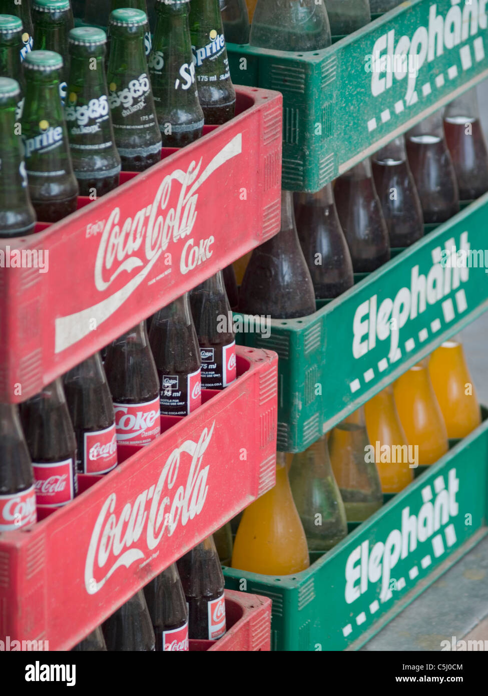 Local Sri Lankan soft drinks contrast with international brands in