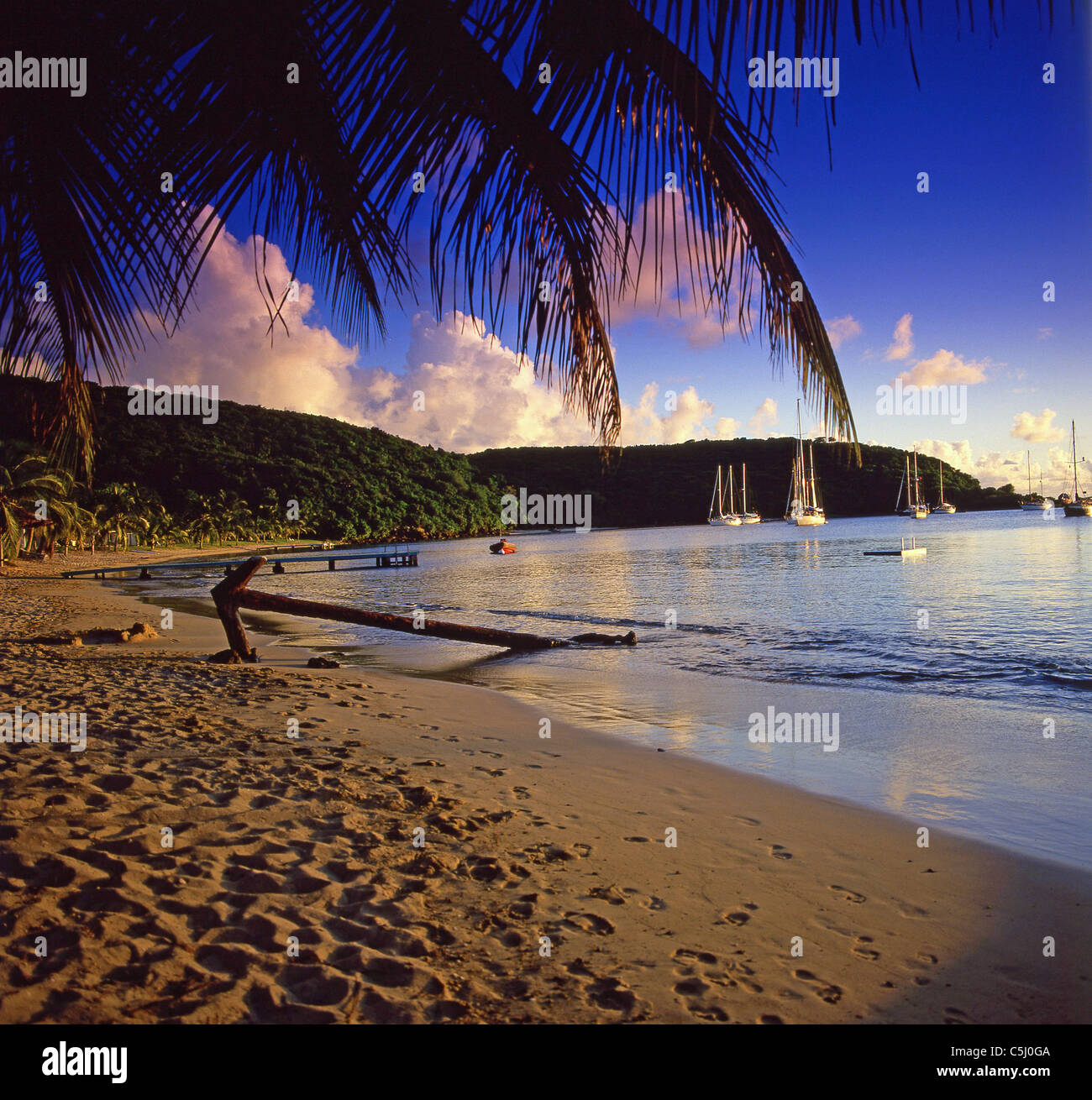 Beach sunset, English Harbour, Antigua, Antigua and Barbuda, Lesser