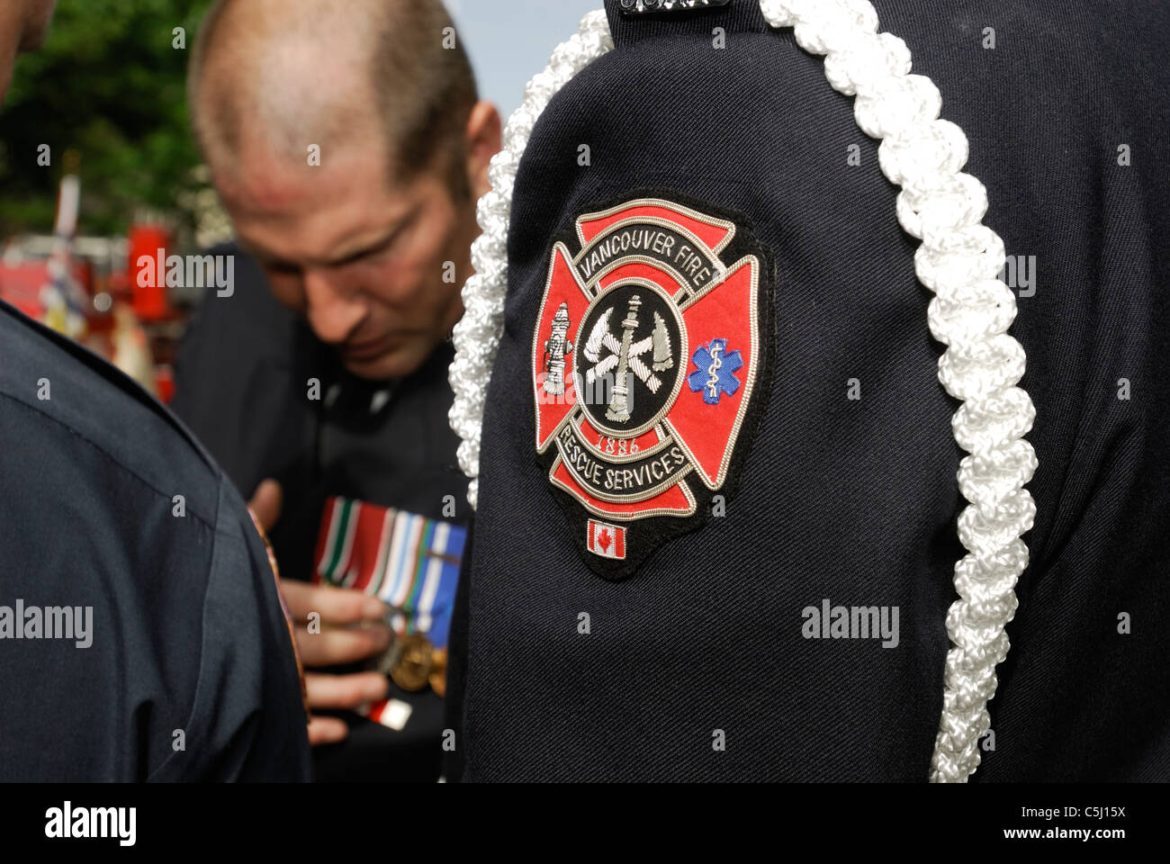 Vancouver Fireman's shoulder crest and lariat. Stock Photo