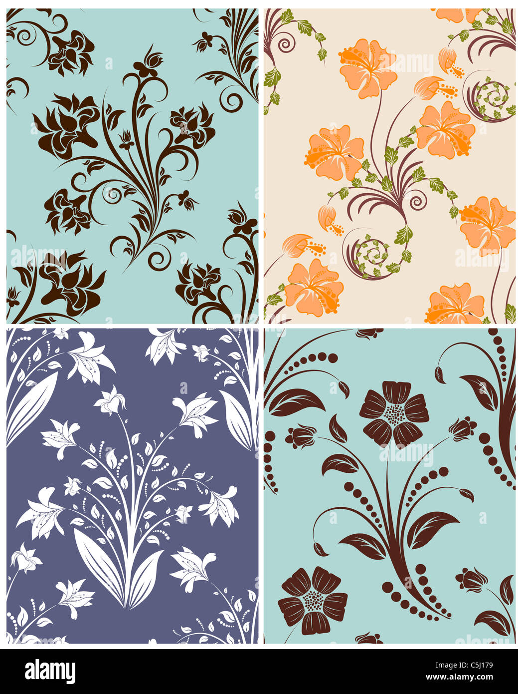 Seamless vector floral pattern Stock Photo - Alamy