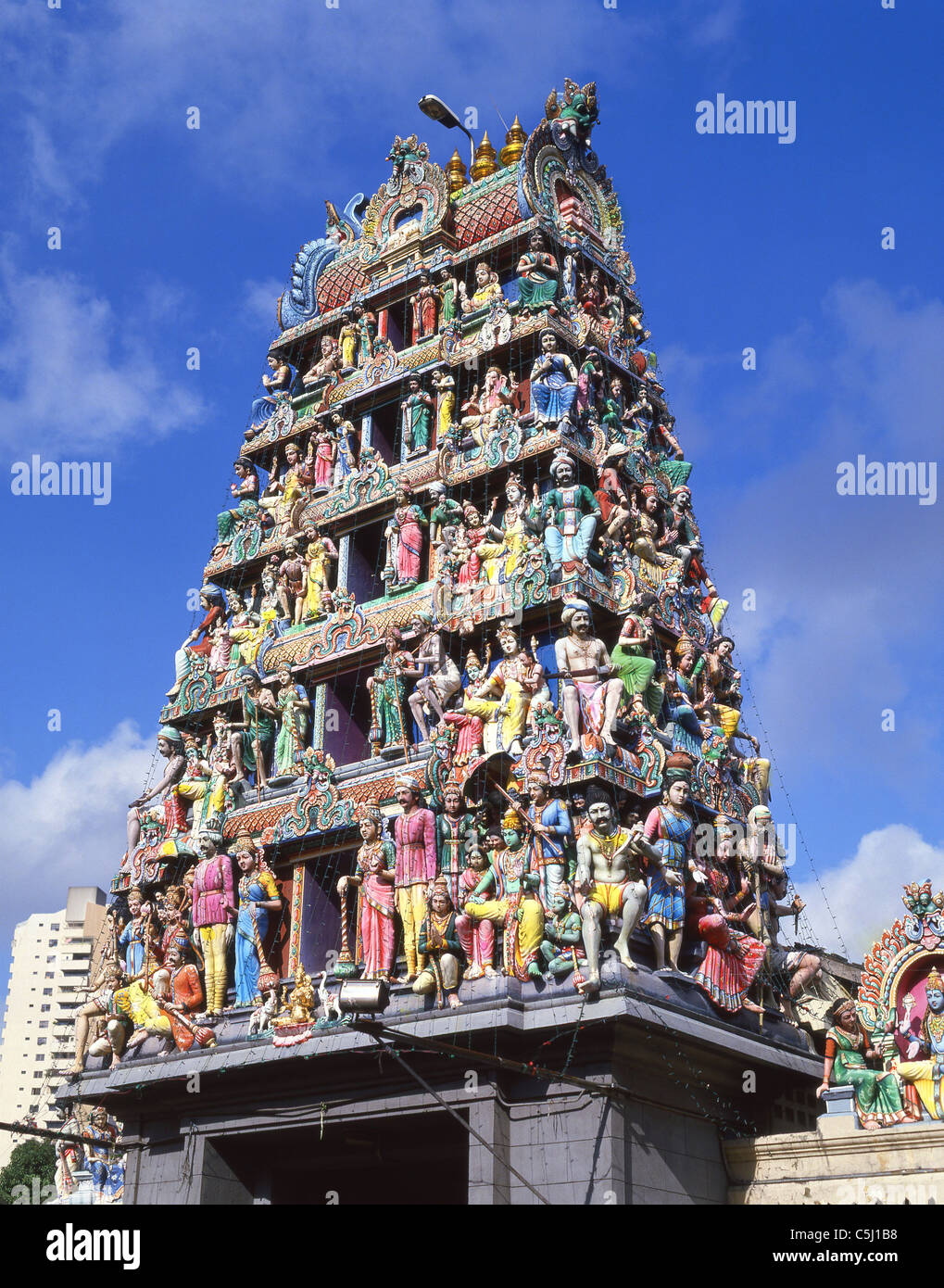 Gopuram Tower at entrance to Sri Mariamman Temple, South Bridge Road, Chinatown, Singapore Island, Republic of Singapore Stock Photo