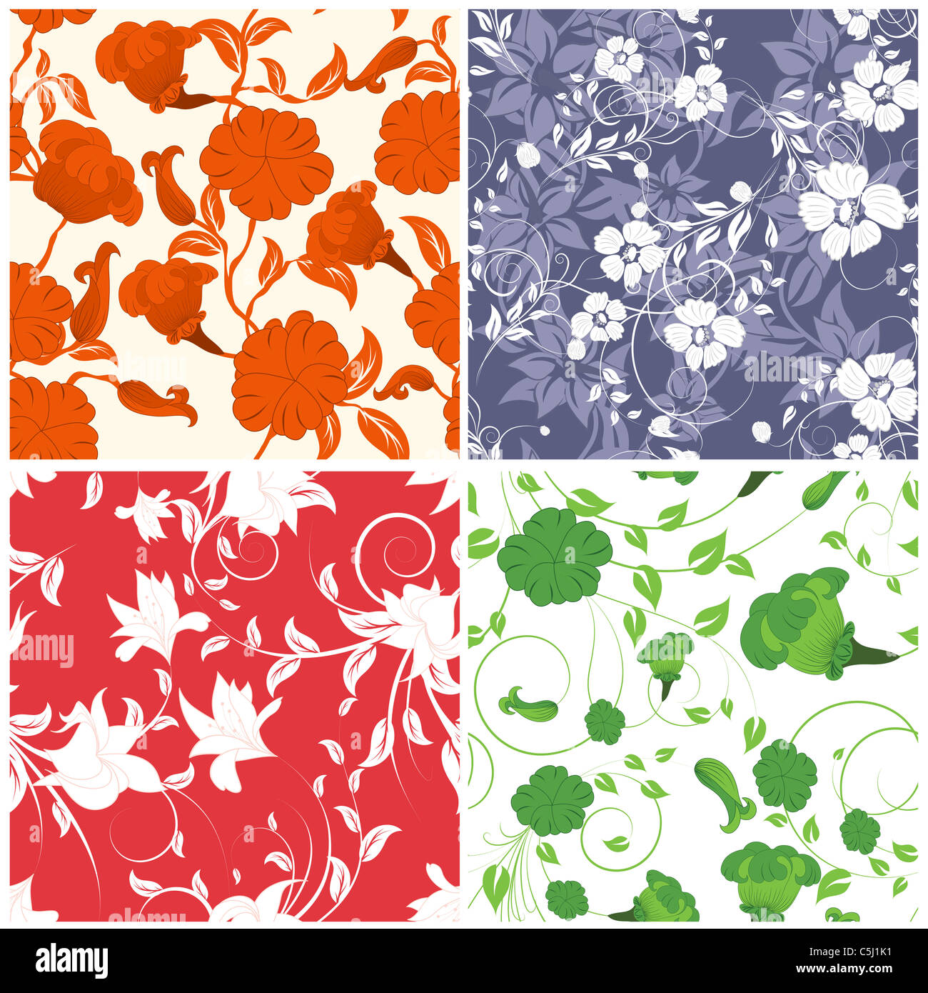 Seamless vector floral pattern Stock Photo - Alamy