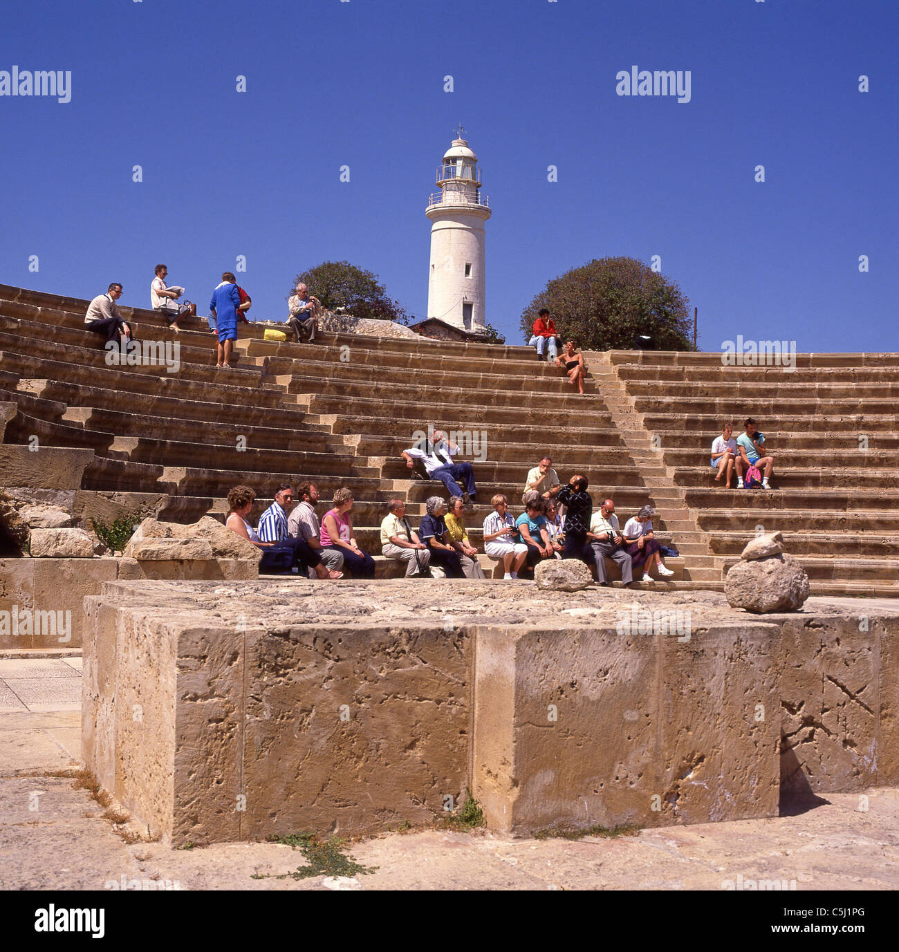 The Odeon Amphitheatre in Archaeological Park, Paphos, Pafos District, Republic of Cyprus Stock Photo