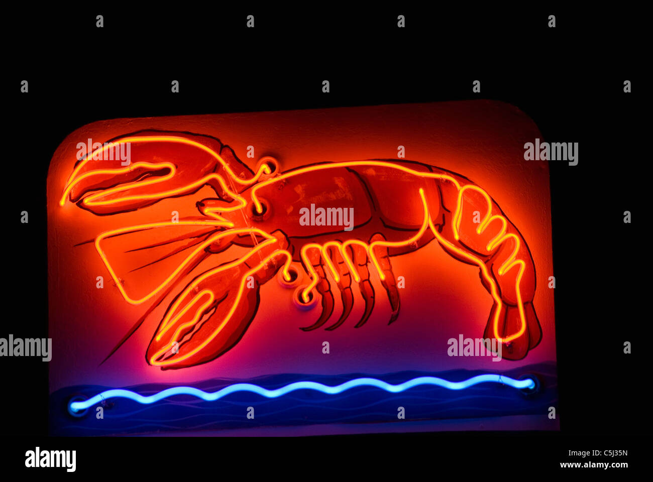 Provincetown, Neon Lobster sign Stock Photo Alamy
