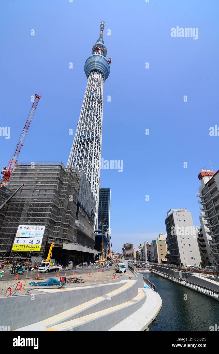 Construction on Sky Tree in Tokyo, Japan. Stock Photo