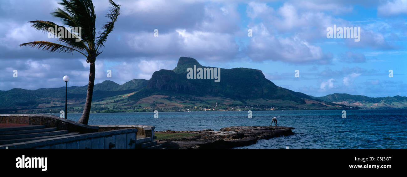 Mauritius View Of La Montagne Du Lion From Mahebourg Stock