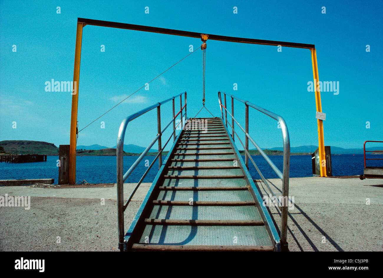 Unusual shot of stairway leading to nowhere, or thin air, Oban, Scotland Stock Photo