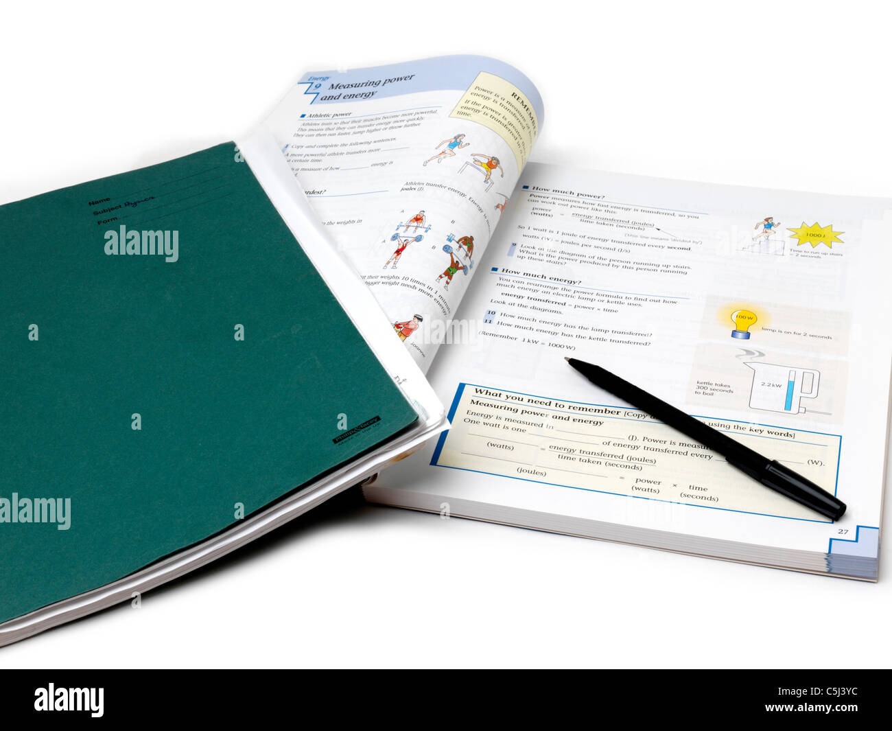 Key Stage 3 Text Book And Exercise Book With Pen Stock Photo - Alamy