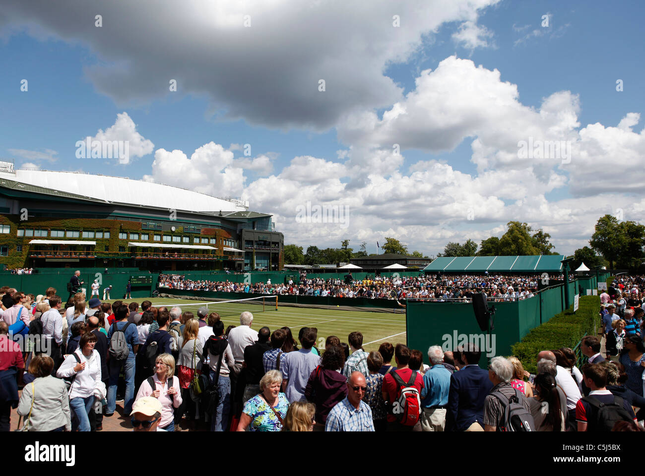 Crowd of spectators at the Wimbledon Championships. Stock Photo