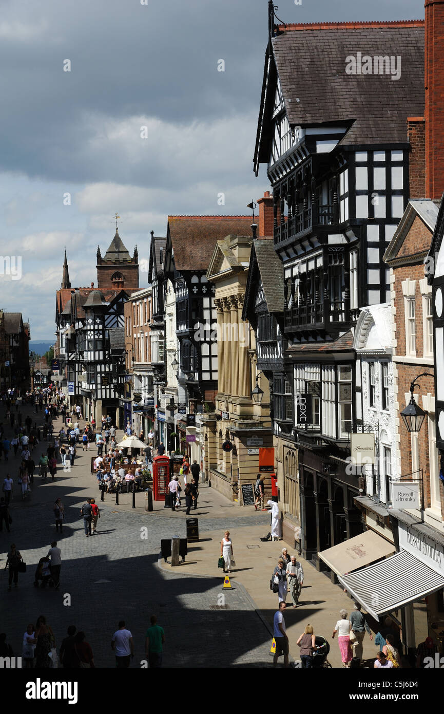 Eastgate Street in Chester city centre  An English historic city in Cheshire England Stock Photo