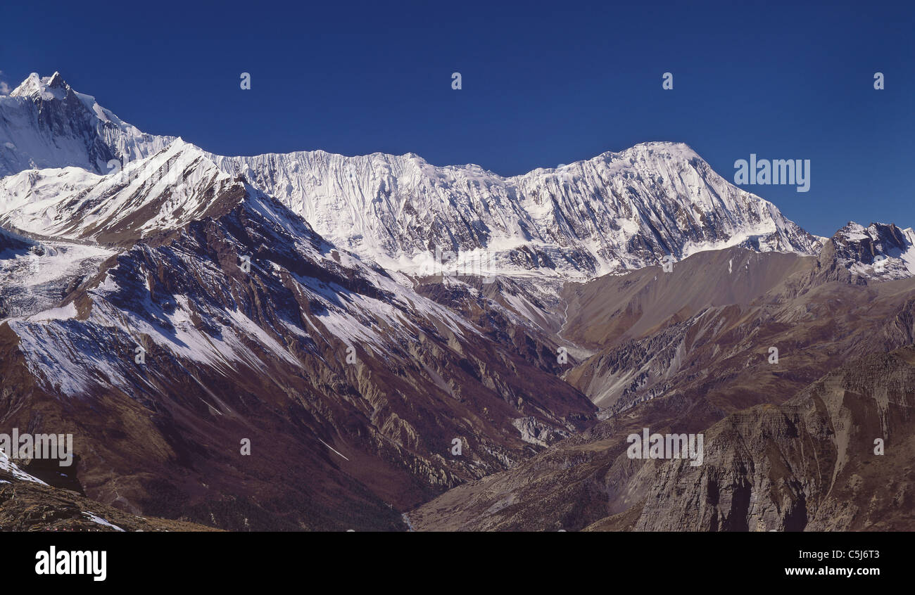 The mountain, Tilicho peak, in the Manang district of the west-central Nepalese Himalaya Stock Photo