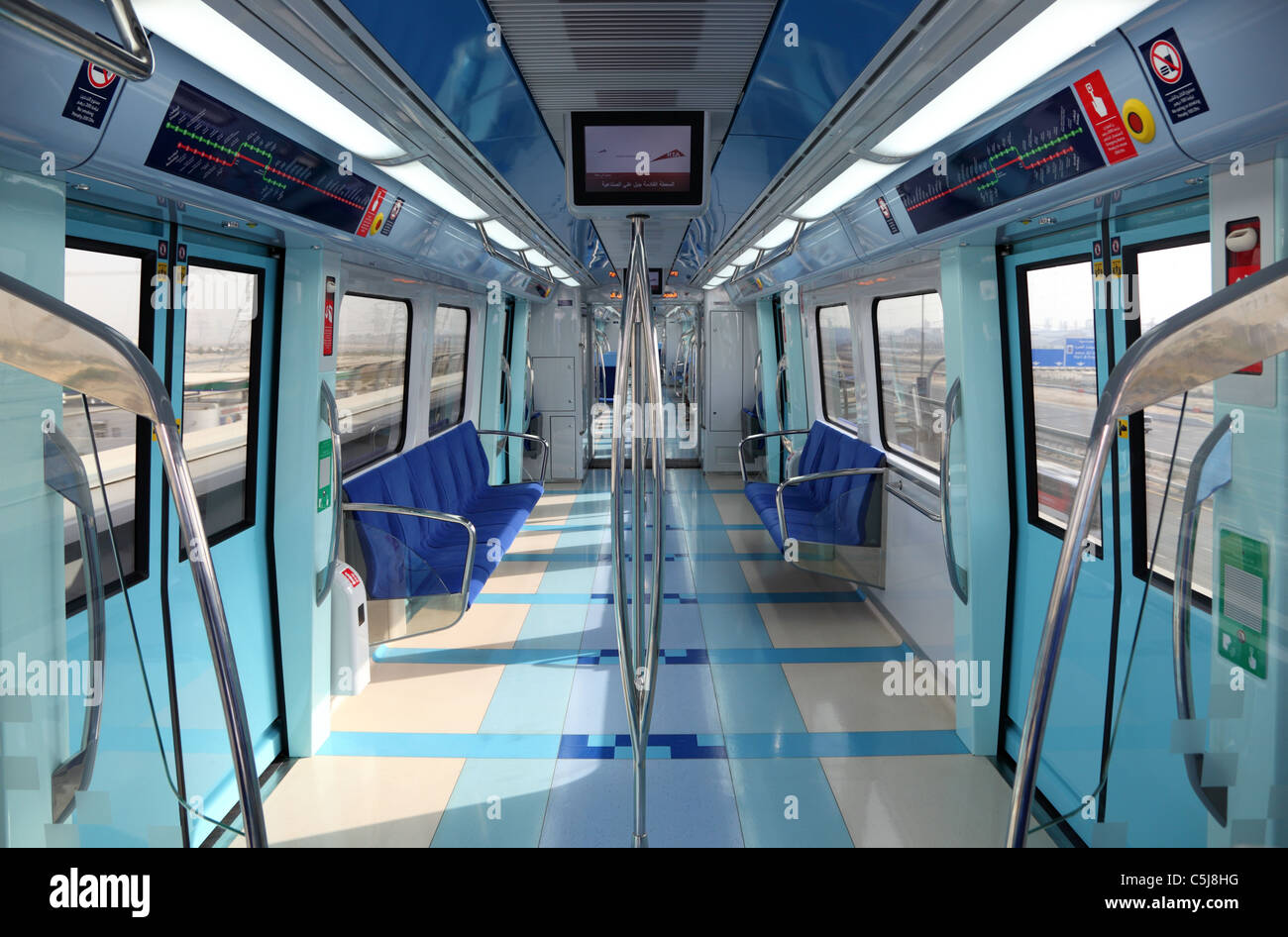 Interior of the new Dubai Metro Train, United Arab Emirates Stock Photo -  Alamy
