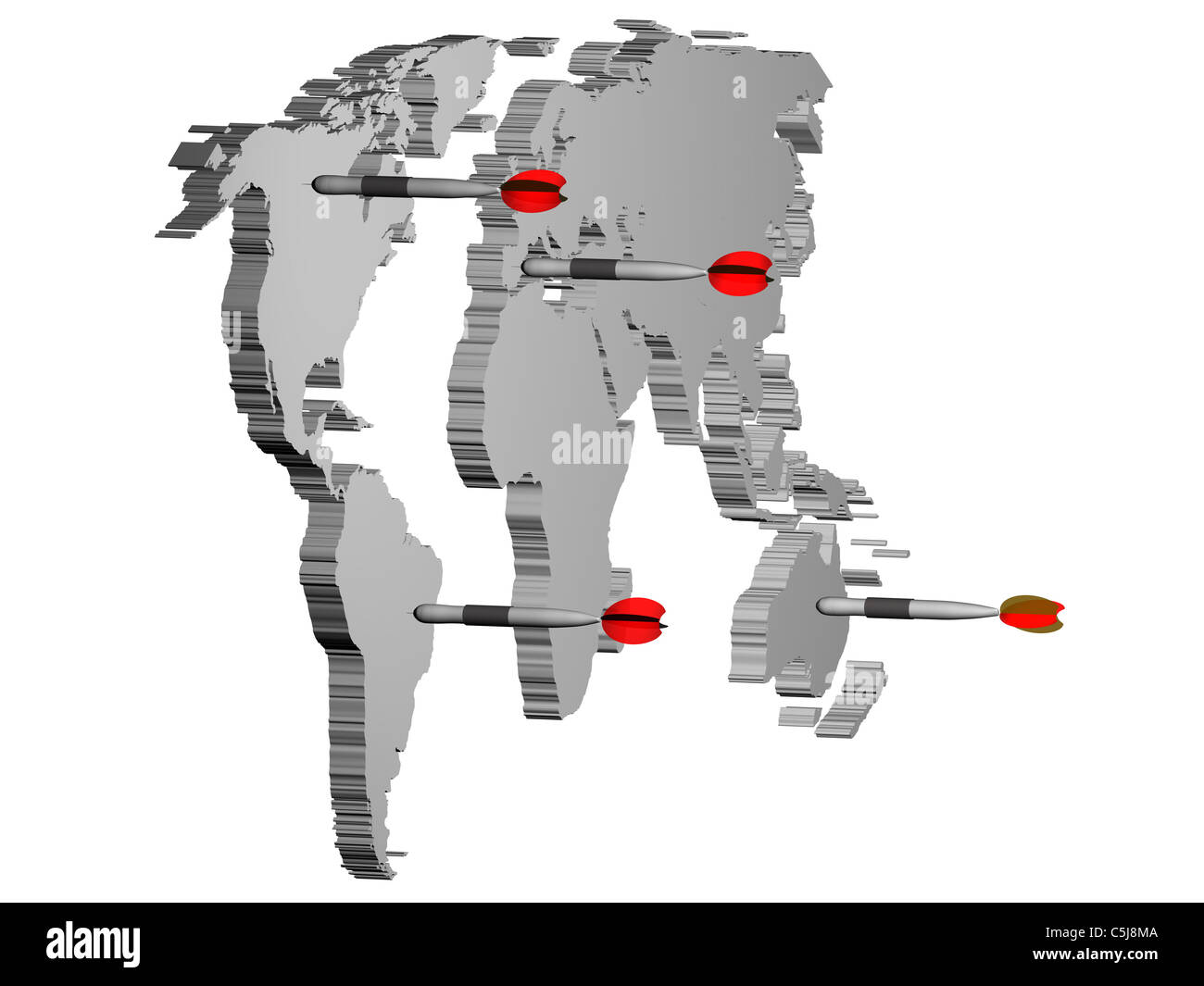 World Map Render 3d With Darts Concept Of World Market Stock Photo Alamy
