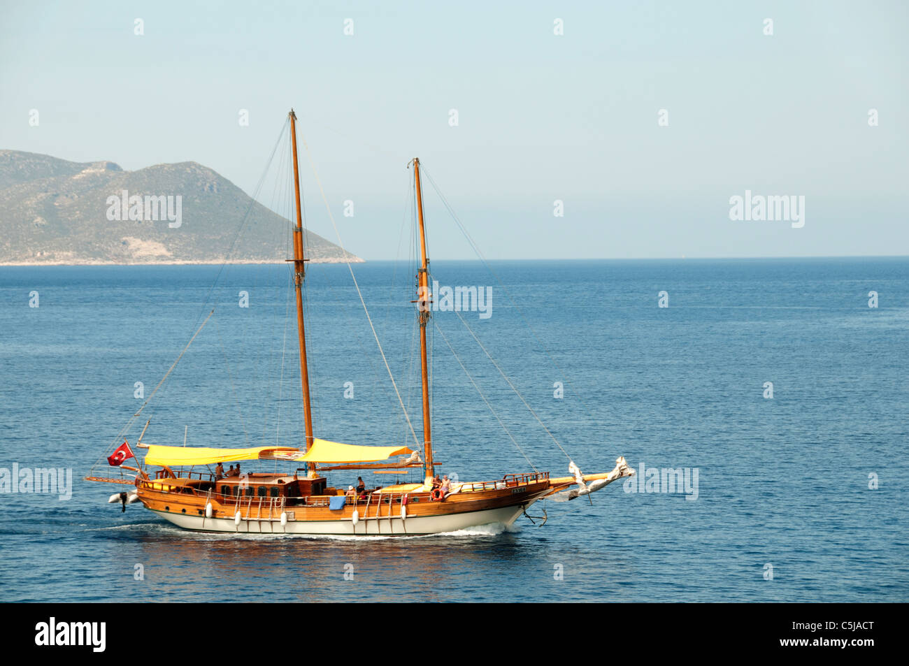 Kas Turkish Boat Ship Blue Sea Water Turkey Stock Photo