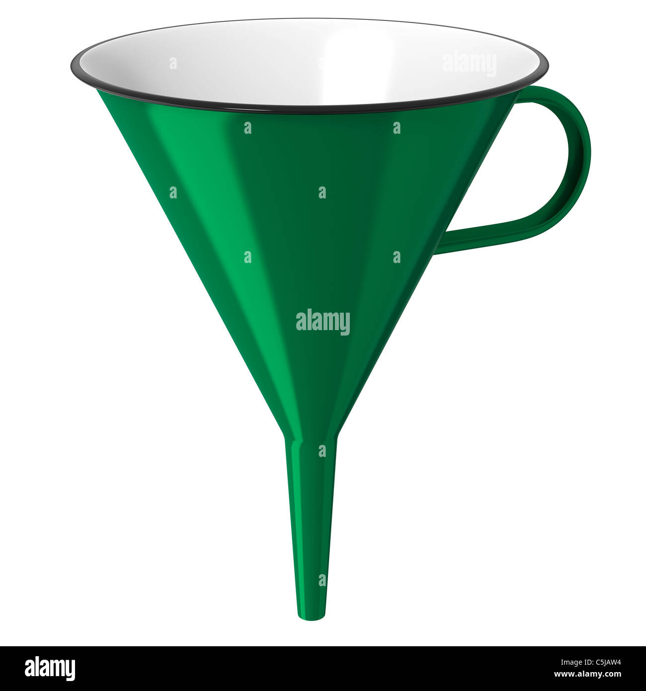 Green enamel funnel or cone isolated on white background Stock Photo
