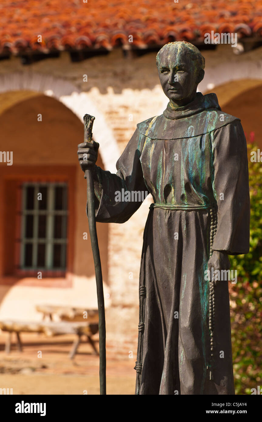 Father Serra statue, Mission San Antonio de Padua (3rd California Mission - 1771), California Stock Photo