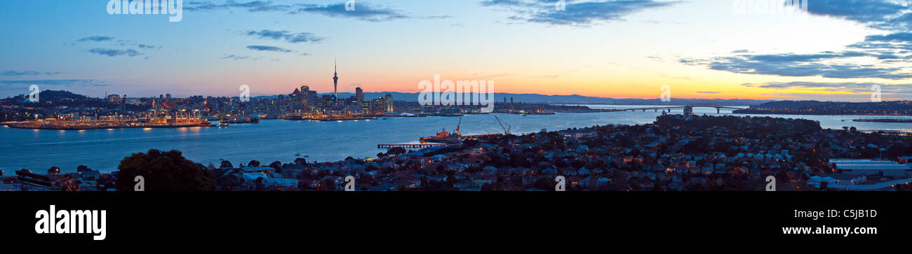 Auckland sunset panorama Stock Photo