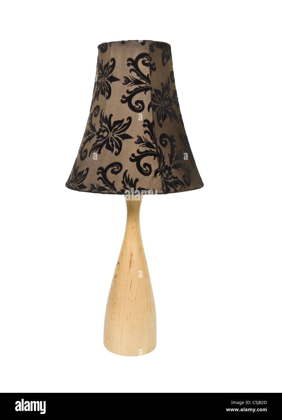 Leafy and swirled patterned lamp shade giving a plain appliance and updated look - path included Stock Photo