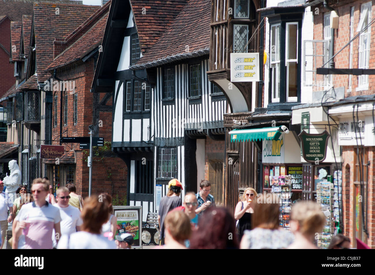 Henley Street in Stratford upon Avon, Warwickshire, England. Stock Photo