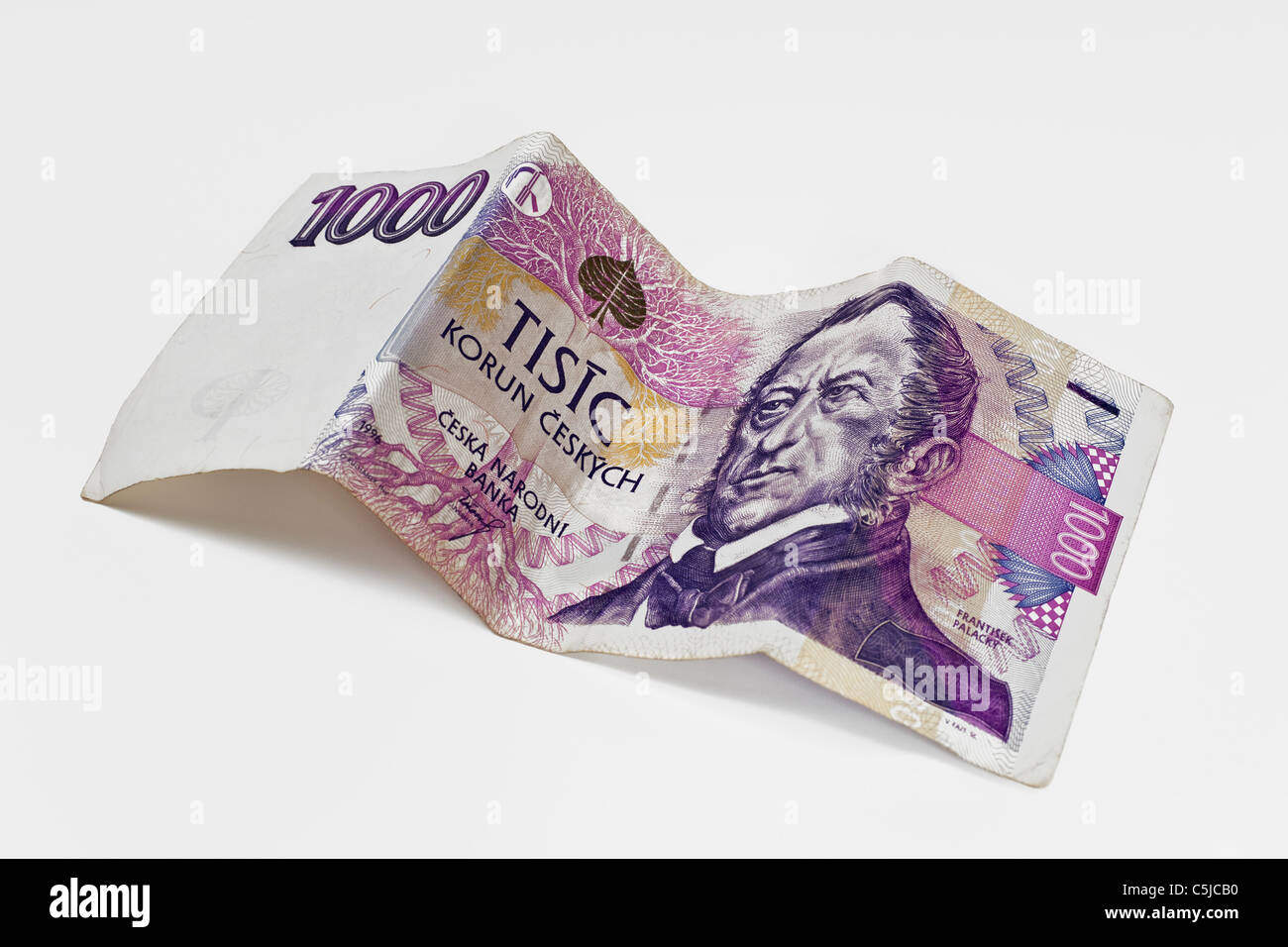 Detailansicht einer tschechischen 1000 Kronen Banknote | Detail photo of a czech 1000 koruna Banknote Stock Photo