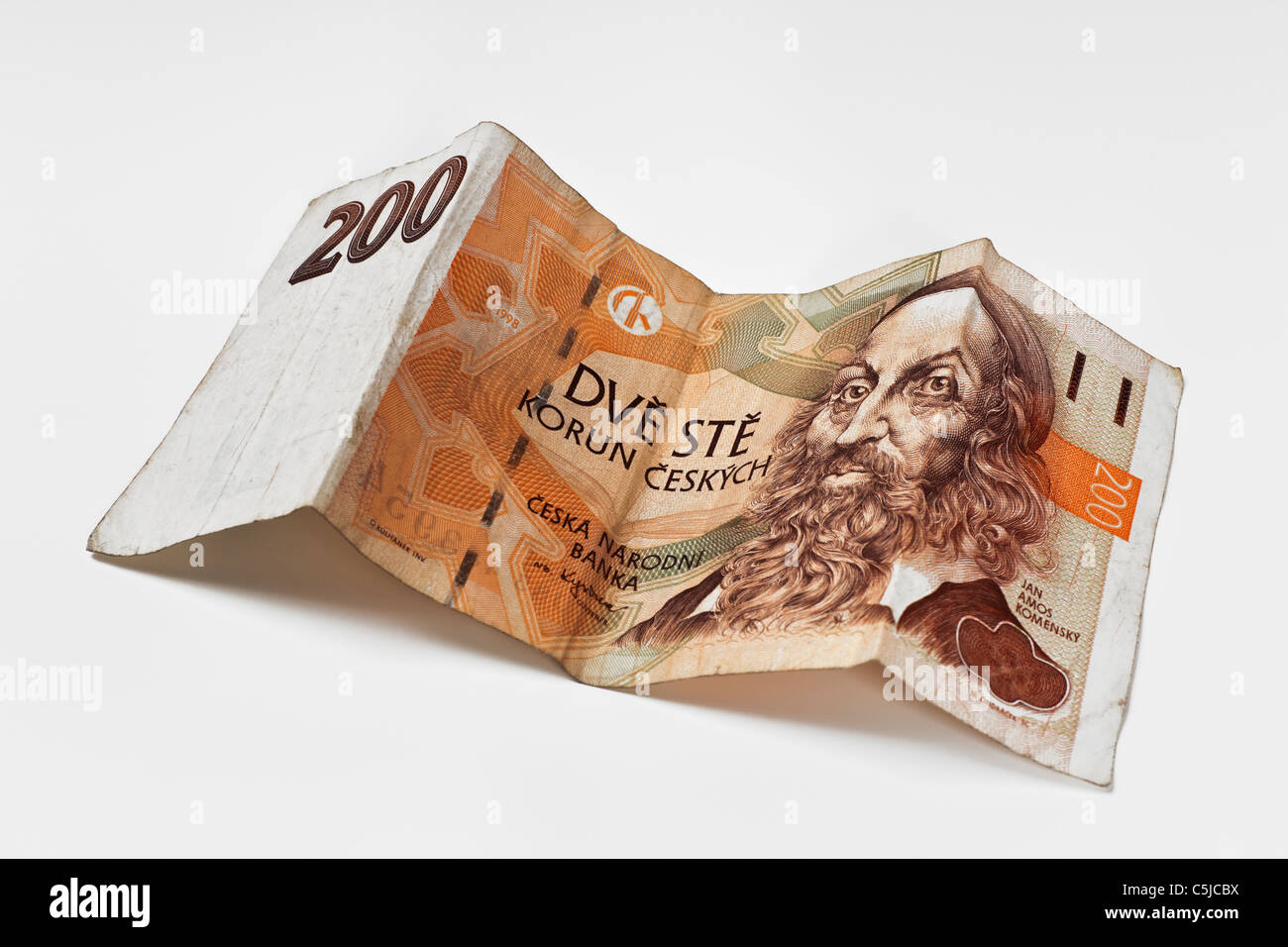 Detailansicht einer tschechischen 200 Kronen Banknote | Detail photo of a czech 200 koruna Banknote Stock Photo