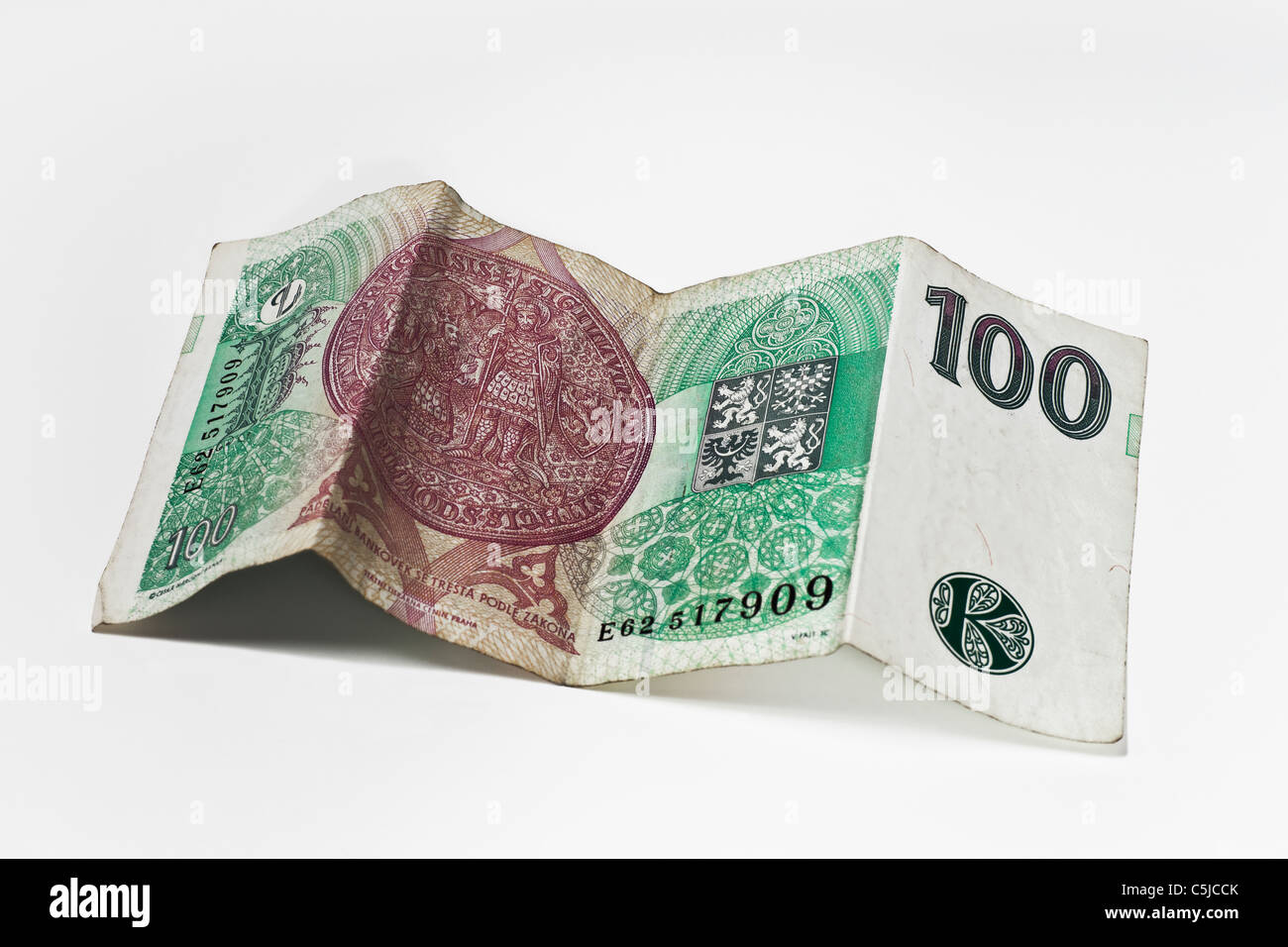 Rückseite einer tschechischen 100 Kronen Banknote | back side of a czech 100 koruna Banknote Stock Photo