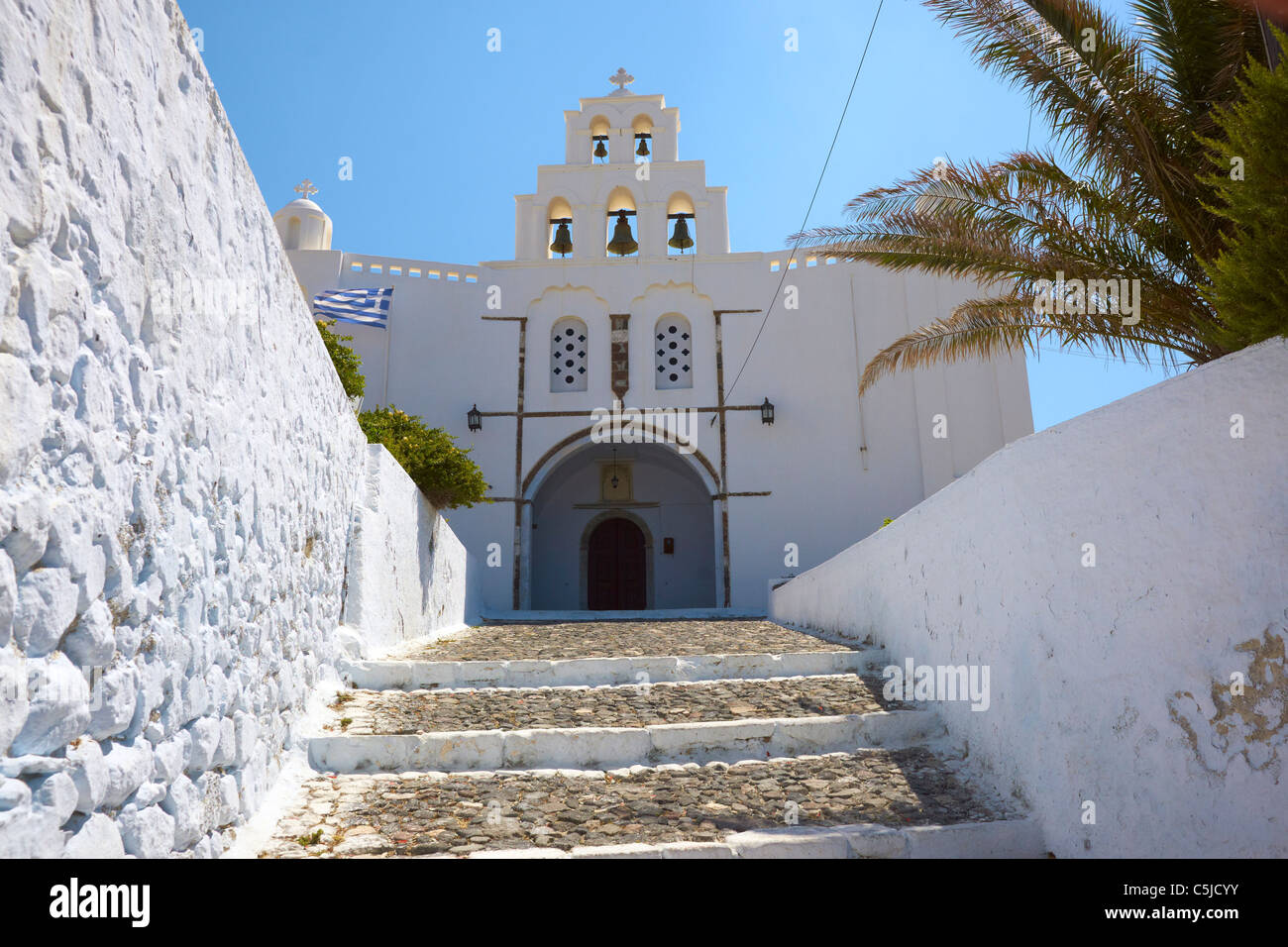 Santorini - Cyclades Islands, Greece, Church Theotokaki in Pyrgos Stock Photo