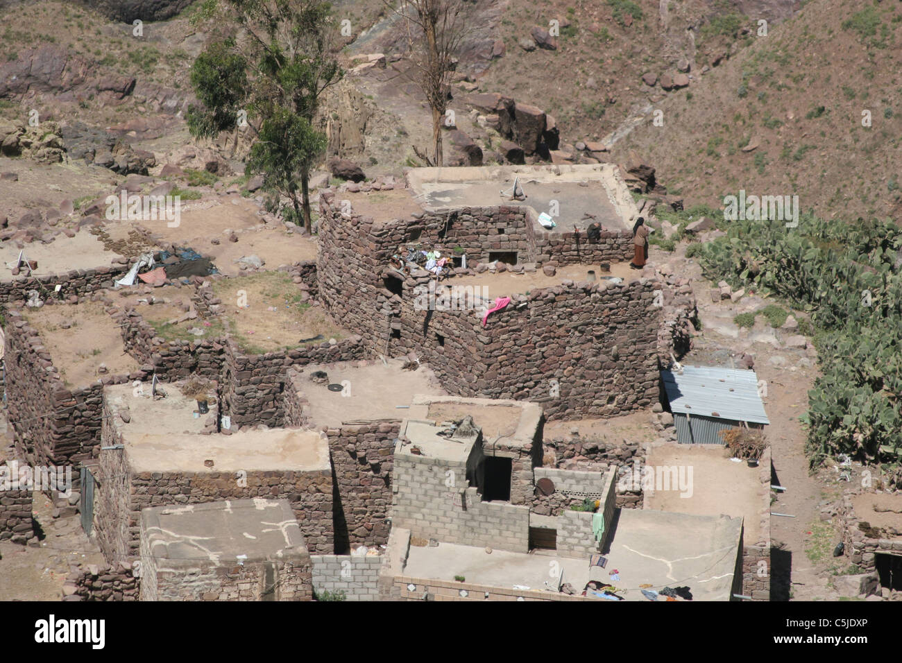 Homes in a rural area of  Yemen, on the Arabian Peninsula, Mideast Stock Photo