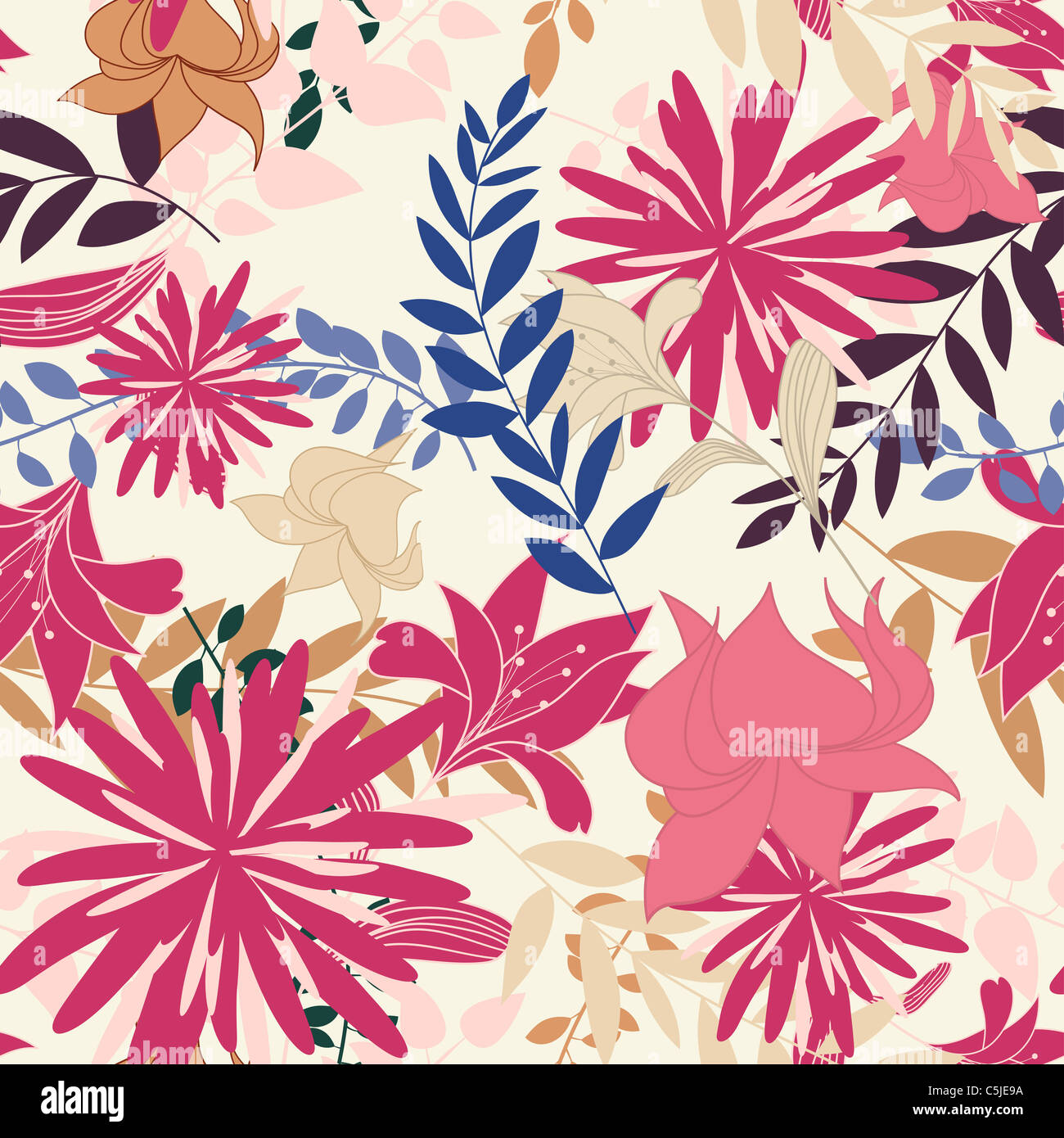 Seamless vector floral pattern Stock Photo - Alamy