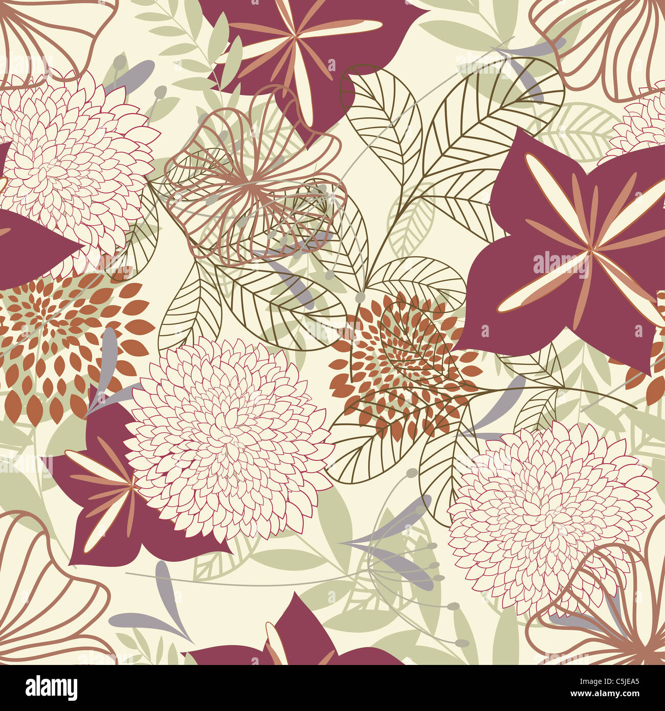 Seamless vector floral pattern Stock Photo - Alamy