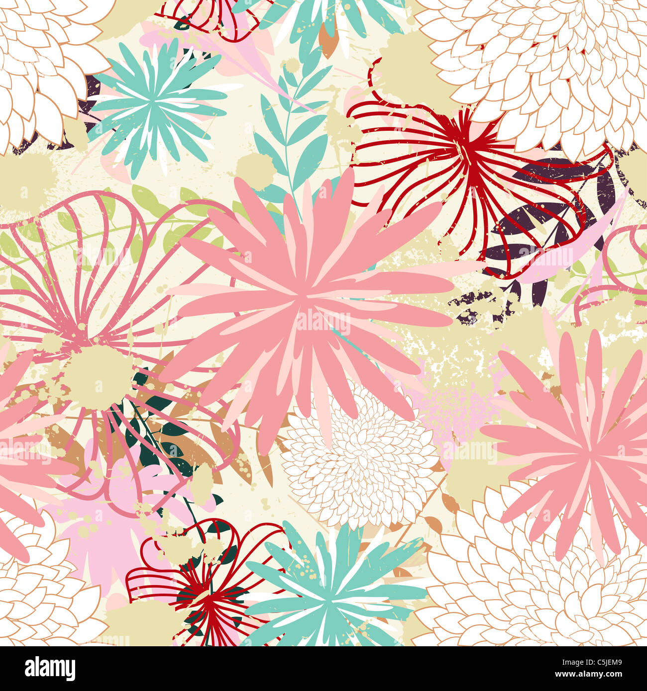 Seamless vector floral pattern Stock Photo - Alamy