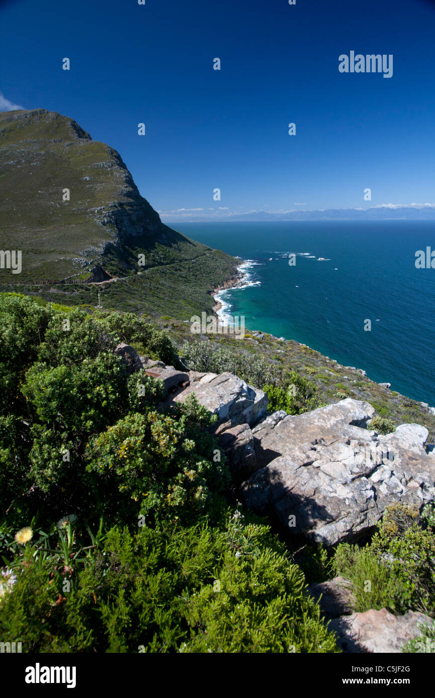 Somerset Bay seen from Cape point, South Africa Stock Photo