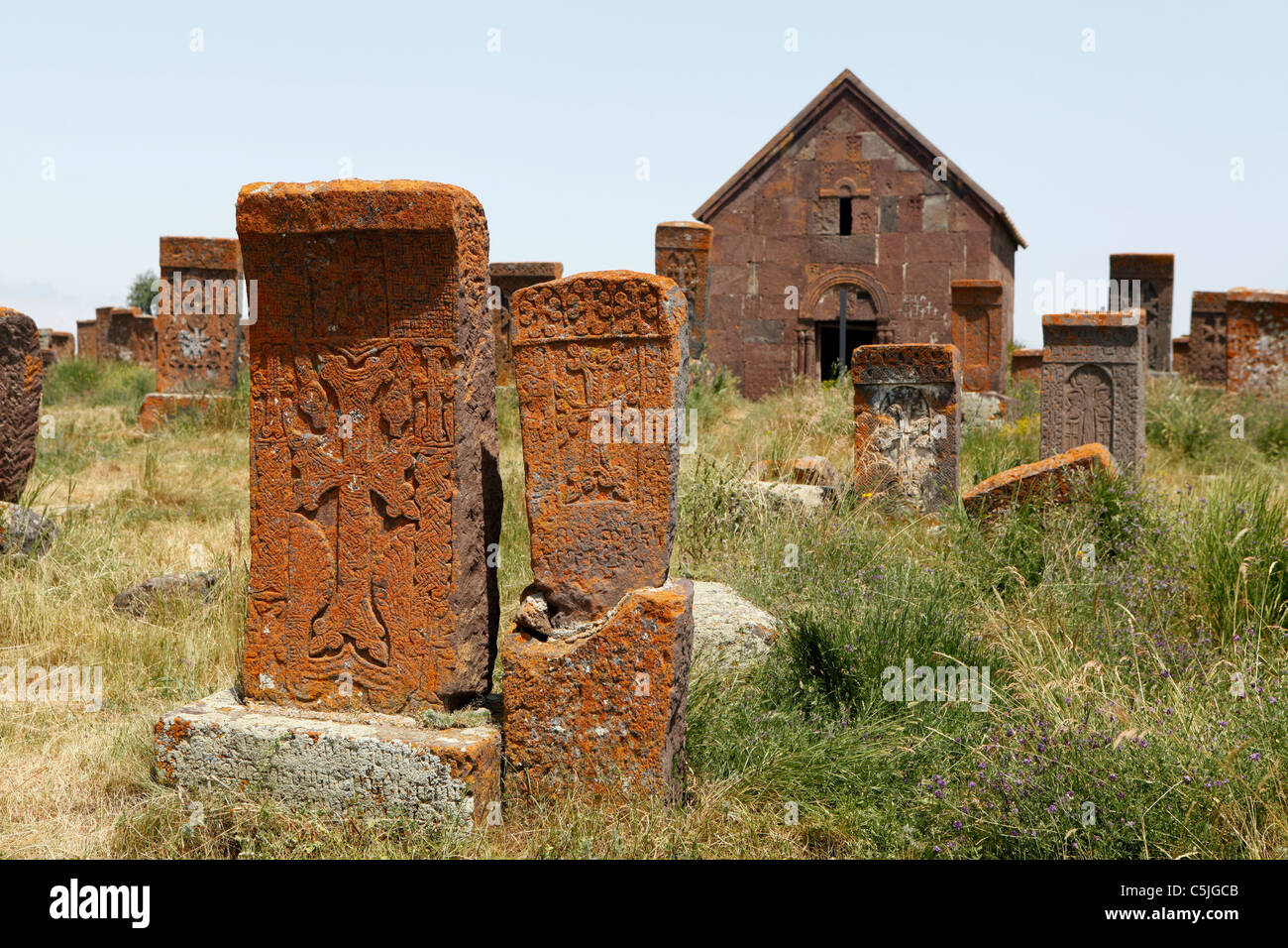 Ancient cemetry Noratus in Armenia Stock Photo