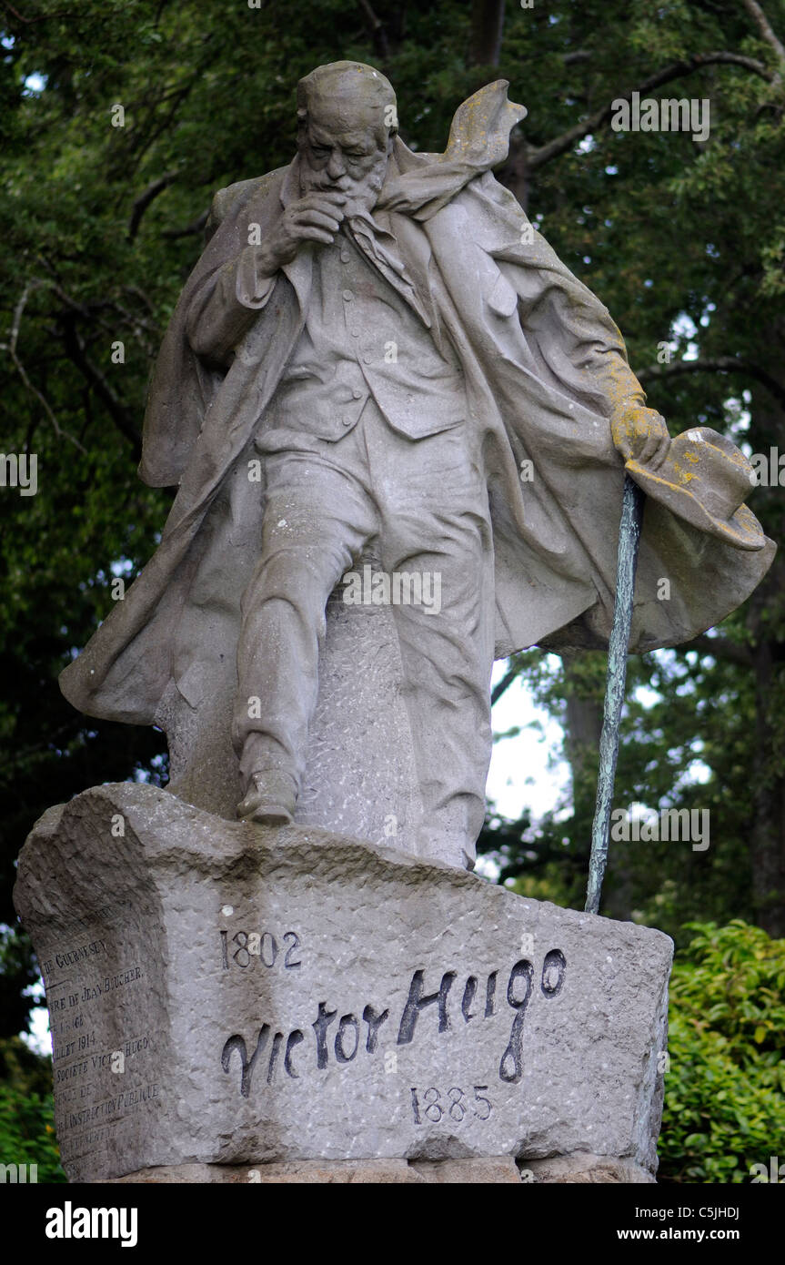 Statue of Victor Hugo. St Peter Port, Guernsey, Channel Islands. Stock Photo