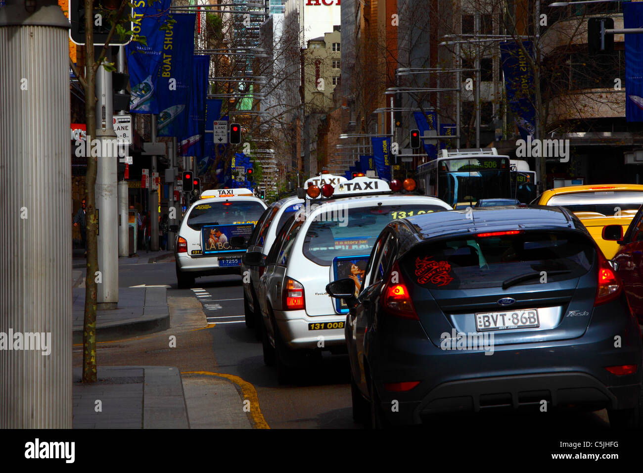 Traffic in Sydney CBD City Center Sydney Australia Stock Photo