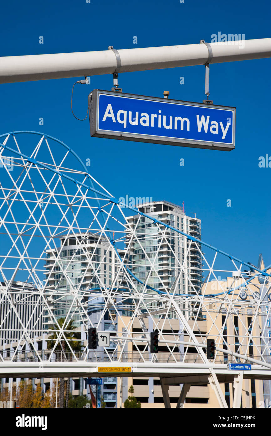 Roller Coaster bridge on Aquarium Way, Long Beach, California, USA