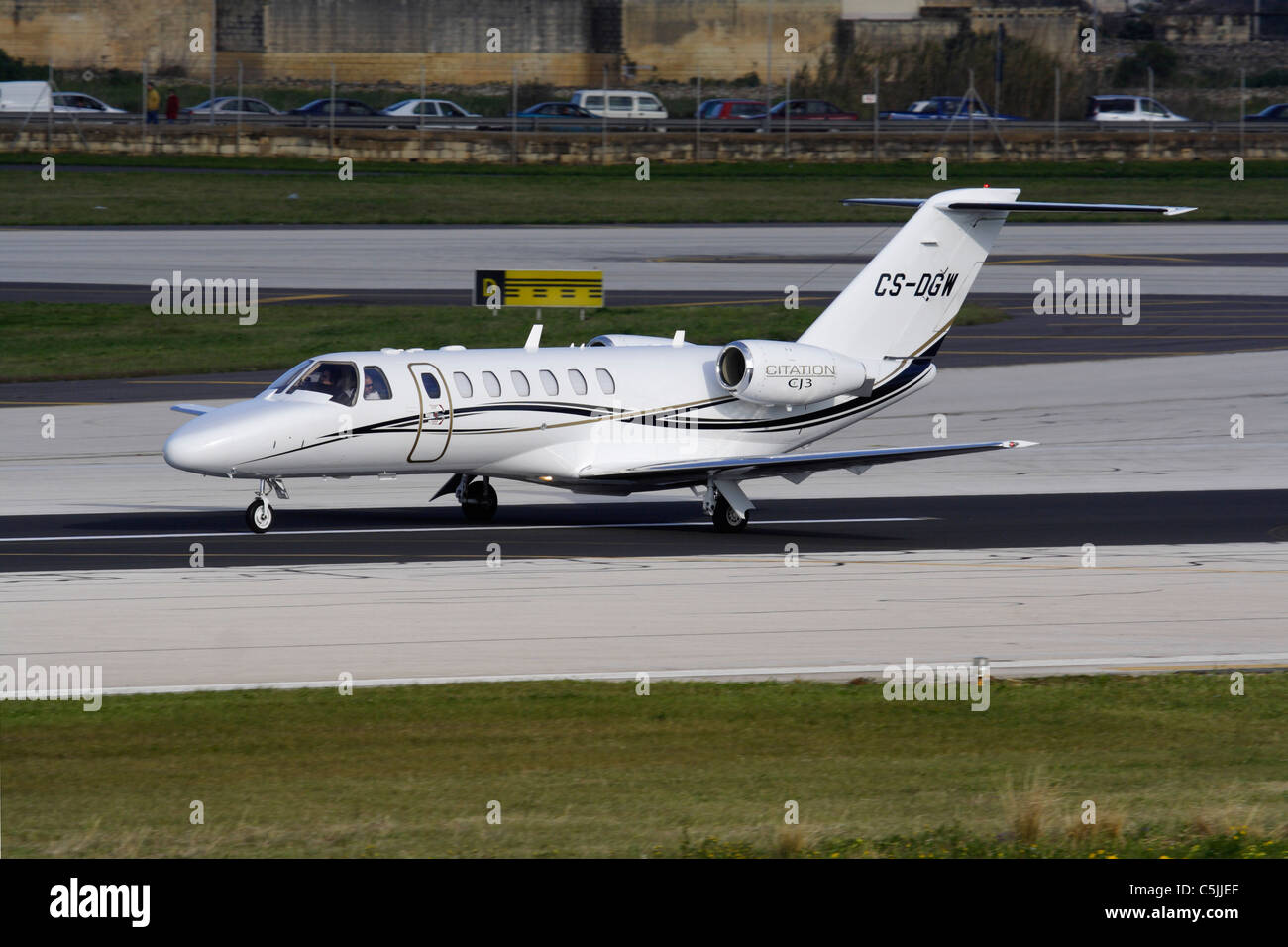 Cessna Citation CJ3 private jet on the runway in Malta Stock Photo