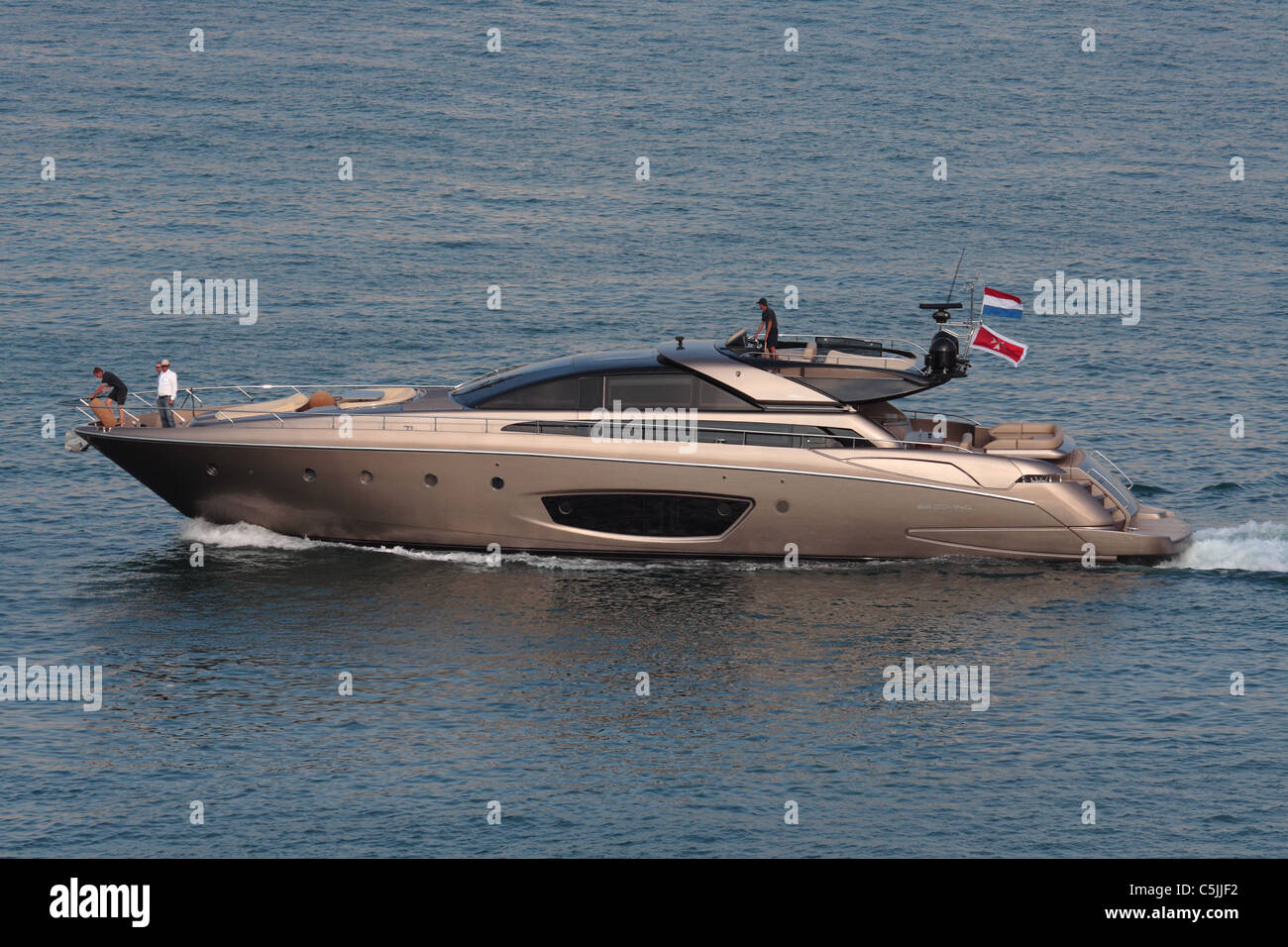 Riva Domino 86 large luxury motor yacht. Wealthy lifestyle. Stock Photo